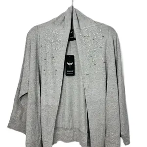Zangá Turkish Knit Pullover Cozy & Stylish with Beaded Detail Gray Sweater