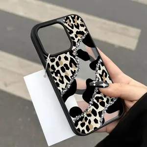 Black Leopard Pattern Clear Magnetic Phone Case, Compatible with MagSafe Silicone Bumper Protective Cover For iPhone X XSMAX 11 12 13 14 15 16 Pro Max