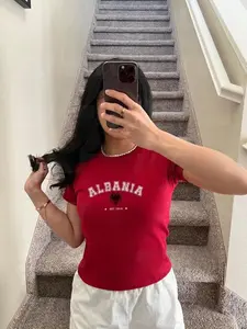 Albania Flag Baby Tee, 90s Trendy Baby Tee, Gift For Women