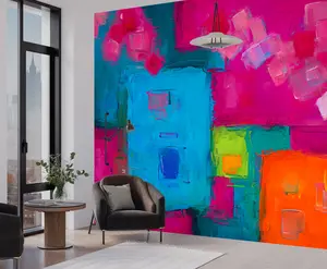 Colorful Abstract Luxury Wallpaper Mural in Peel & Stick Canvas Vinyl or Non-Woven