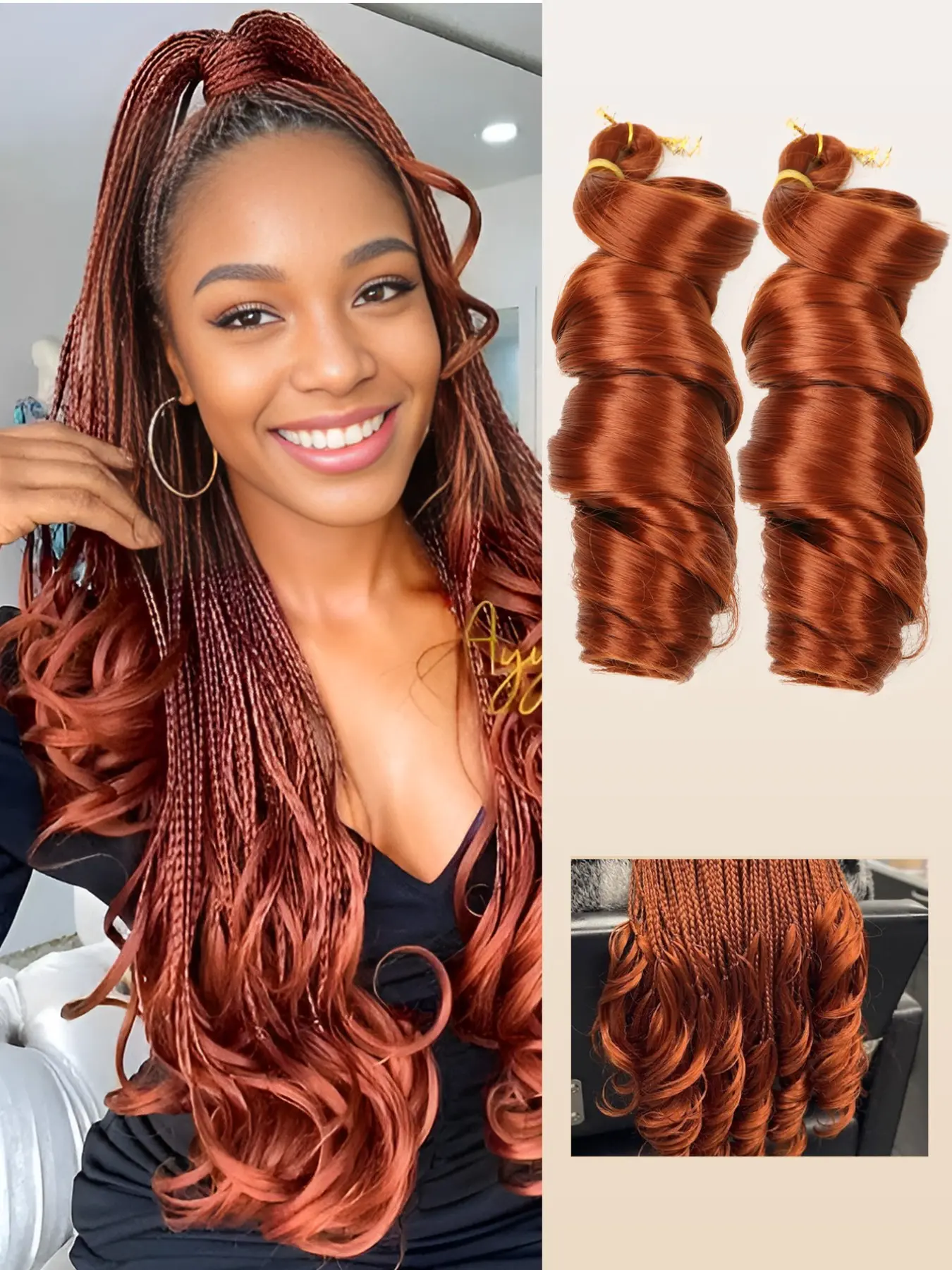 2pcs Synthetic French Curly hari Black Green Spiral Curly Crochet Braids Hair High Temperature Loose Wave Curl Braiding Hair Extensions Suitable For Women And Children Daily Holidays And Cosplay Braided Hair Woven hair extensions for Halloween