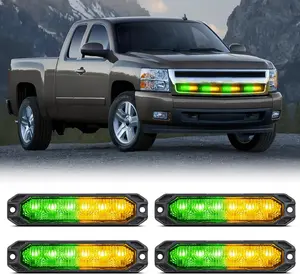 Nilight 4Pcs 6LED Amber Green Strobe Lights – 12V 24V Flashing Warning Hazard Lights w/ Sync Feature | Ultra Slim Surface Mount for Car Truck Van SUV Off Road Use