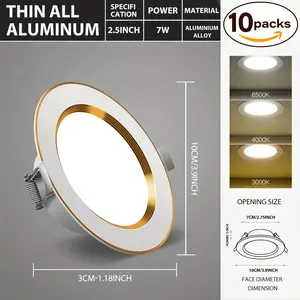 10 pack Keso recessed lighting 4 inch, ultra-thin LED recessed lighting 7W 700lm downlight dimming light3000k/4200K/6000K indoor interior pot soffit lighting