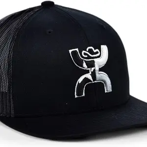 HOOEY Texican Unisex Modern/Fitted Hat - Black with Logo - Ideal for Outdoor Activities, Fishing, Traveling, Hiking, Mountain Climbing & Sports