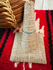 Handcrafted Turquoise & Sterling Silver Twisted Band Ring