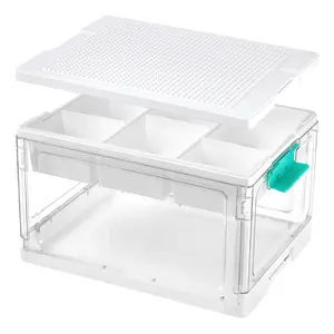 【Live Only】Vtopmart 1-2 Pack 24QT Plastic Storage Box for Arts Crafts Stationery Kids Building Blocks Sewing Kit & Small Tools, Adjustable Organizer Set