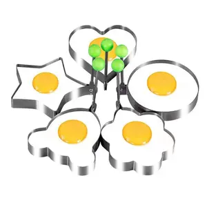 Egg Ring Molds for Cooking 5 Pack Griddle Egg Rings Stainless Steel Egg Cooking Rings Heart Flower Star Micha Round Pancake Mold