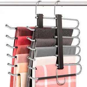 Stainless Steel Pants Hanger, 1/2/4 Counts Space Saving Anti-slip Clothes Pants Hanger, Multifunctional Pants Rack for Jeans Trousers Skirts Scarf, Organiser, Yoga Pants Hangers
