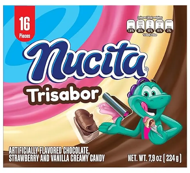 Nucita Trisabor Dulce Cremoso Multi-Flavored Fruity Candies - Sweet Creamy Snacks with Vanilla, Strawberry, and Chocolate Flavors, Multi-Flavored Fruity Sweets