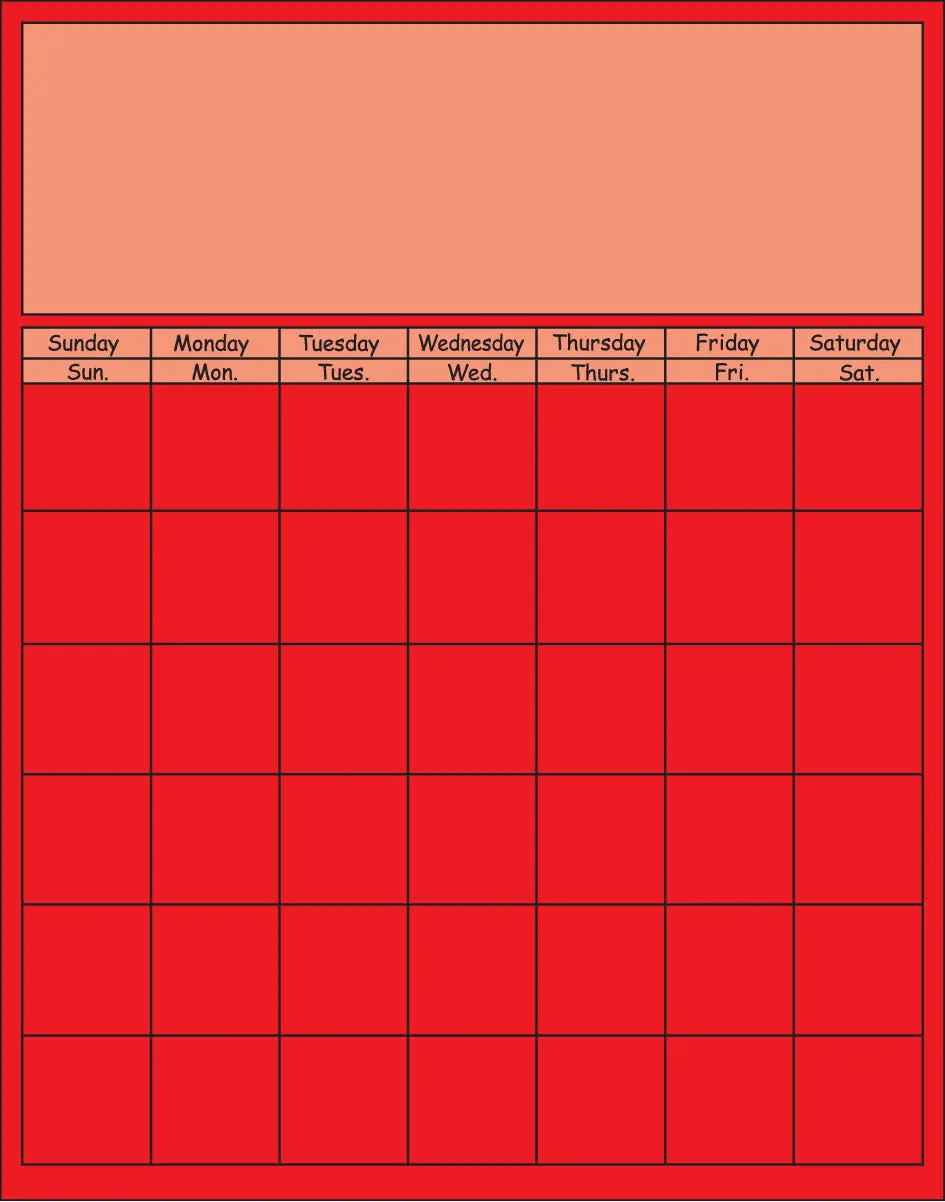SHAPES ETC. Vertical Calendar - Red