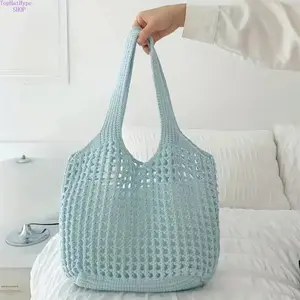 2026 Summer Gender-Neutral Knitted & Straw Woven Handbag-Shoulder Bag, Minimalist Lightweight Breathable Tote, All-Match Fashion Accessory for Vacation, Beach Outfits