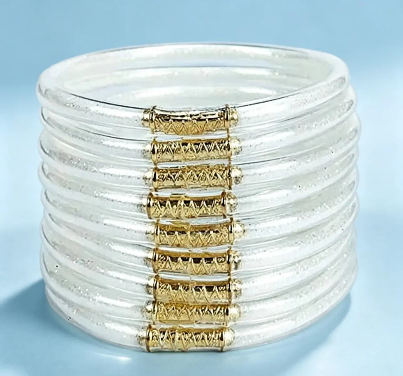 Unisex 9-Piece Alloy Plastic Bangle Bracelets, All-Weather Stackable Waterproof Casual Daily Fashion Costume Jewelry