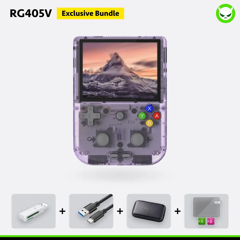 Anbernic RG405V【Buy 1 Get 1 ROMs Card+1 Card Reader+1 Fancy Case+1 Screen Protector+1 Type-C Cable】4-inch IPS Touch Screen 640*480 Unisoc Tiger T618 64-bit Mali G52 Android 12 Li-polymer Battery 5500 mAh Ready to Use