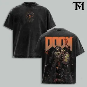 DOOM The Dark Ages Limited Tee – Heavyweight Acid Washed Vintage Shirt for Hardcore FPS Fans Retro Graphic T-Shirt Game Merch for Men Essential DOOM Slayer Outfit Game of the Year Streetwear Pick
