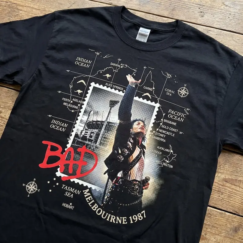 Michael Jackson Bad Tour Tee Vintage 80s Melbourne Concert Shirt