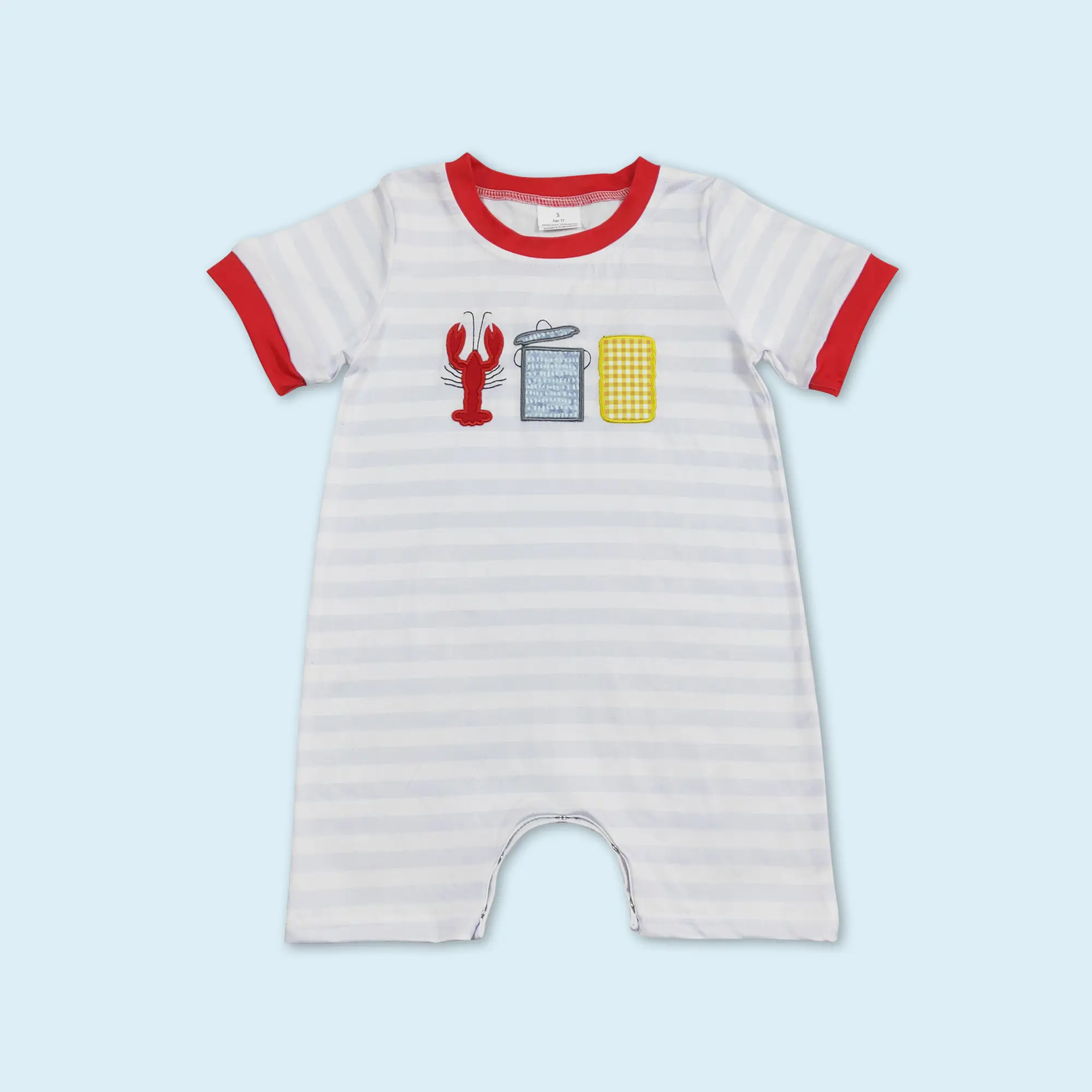 Crawfish corn baby boys short sleeve romper