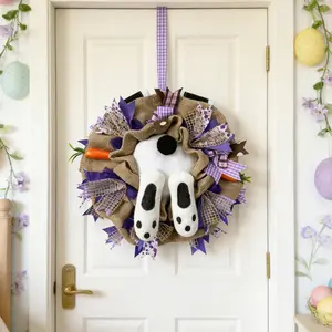 Easter Bunny Decorative Wreath, Fun Rabbit Butt Shape, Perfect for Front Door, Windows, Fireplace Decoration, Ideal Easter Gift
