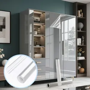 Transparent Contact Paper Roll, Self-Adhesive Film Cover, Removable Protective Film, Clear Drawer Liner Shelf Pad for Kitchen Cabinets Tables Refrigerators