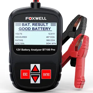 FOXWELL BT100 Pro 12V Car Battery Tester, Battery Load Tester, 100-1100CCA Automotive Alternator Tester Digital Auto Battery Analyzer for Car Truck Motorcycle SUV, Boat, RV, Marine & Pickup