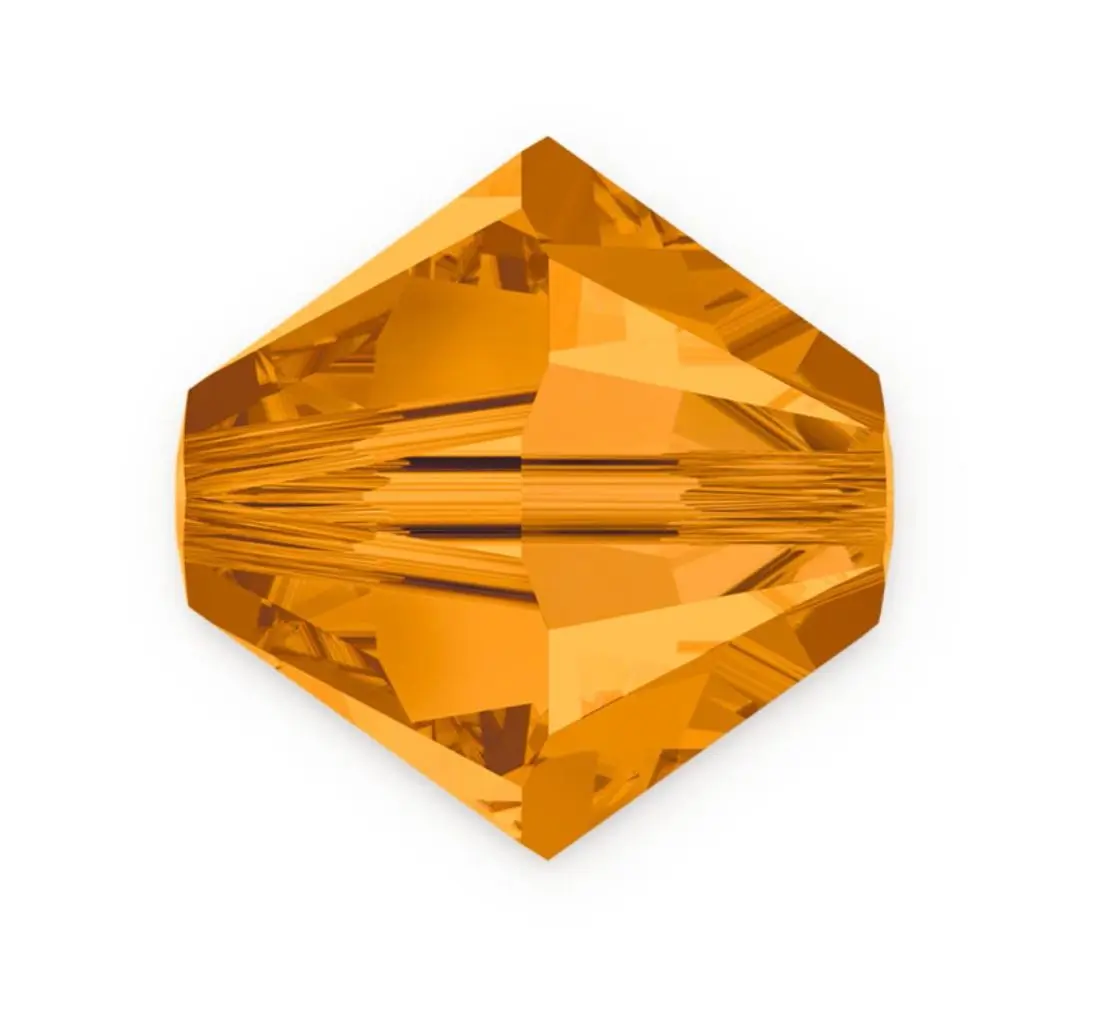 100pcs Preciosa Faceted Bicone Crystal Beads, Topaz (Yellow), Size Selections: 3mm/4mm/6mm