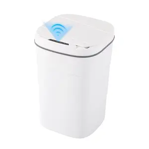 Touchless Smart Trash Can,18L Motion Sensor Automatic Bin,Battery Operated Waterproof Odor Control Slim White Waste Container For Bathroom Kitchen Bedroom Office