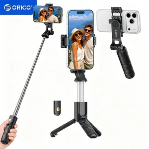 ORICO 2026 New 4-in-1 Portable Selfie Stick with Remote, 26'' Mini Tripod/Camera Grip/Handheld Stabilizer/Phone Stand, Extendable Stand with 360° Rotating Phone Holder – Ideal for Content Creators, Vloggers, Travel - SPV68