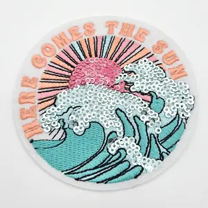 Here Comes The Sun SEQUIN & Embroidered HAT/POCKET Patch