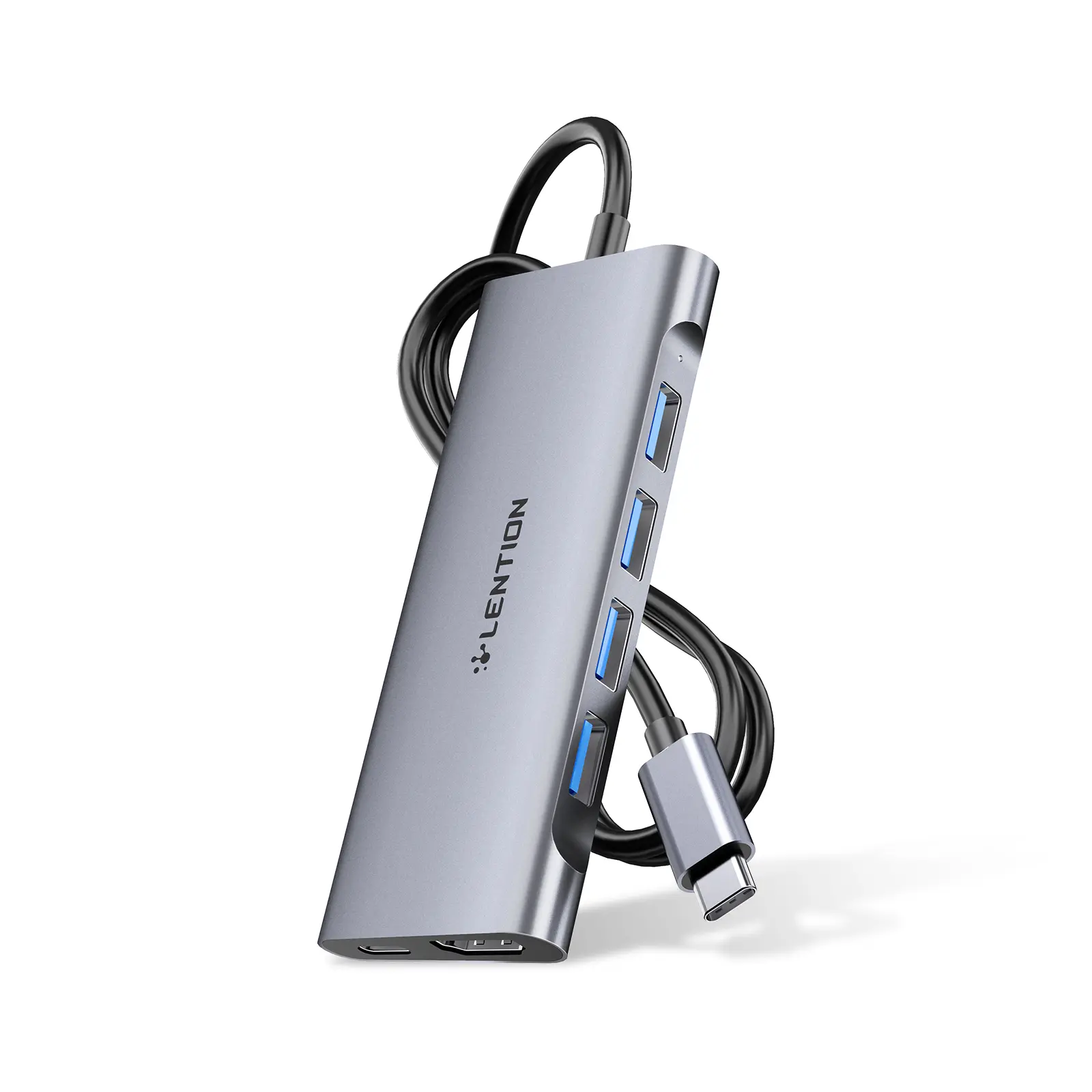LENTION 3.3FT Long Cable USB C Multiport Hub with 4K HDMI, 4 USB 3.0, Type C Charging Compatible 2024-2016 MacBook Pro, New Mac Air/iMac/Mac Mini, More (C35-1M)