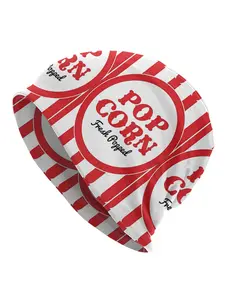 BIIHUDU Men's Popcorn-Shaped Beanie Fitted Hat with Popcorn Print & Realistic Kernels - Novelty Movie Theater, Warm Winter Accessory