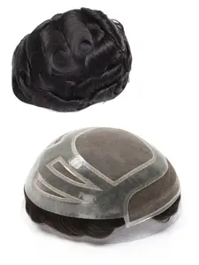 VERSALITE Men'S Toupee, Breathable, Durable, 100% Human Hair, Lace Front & PU Human Hair Replacement System For Men, Natural Hairline, Sporty Style Hair Replacement for Daily Work & Social Activities, Lace Frontal Wigs