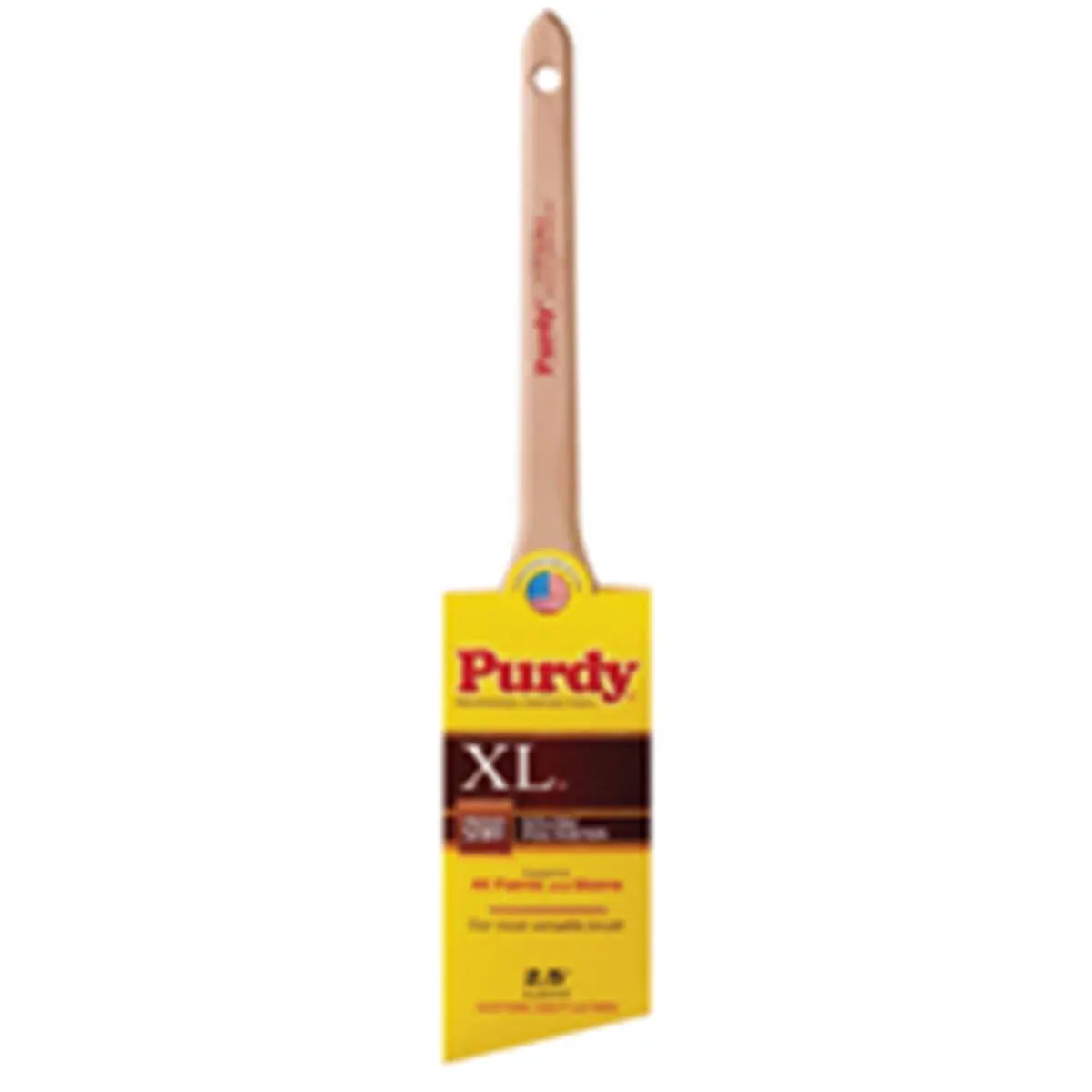 212 MAIN Purdy 80325 2.5 In. Nylon Bristles Angle Paint Brush for All Paint Use, Brushed Copper Ferrule, Natural Hardwood Handle, Square Edge