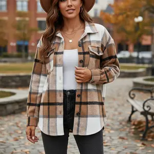 Women's Fall Fashion Flannel Plaid Button Down Long Sleeve Shirt Jacket - Soft Warm Oversized Shacket Style Perfect for Casual Outfits Autumn Weather Layering Comfortable Daily Wear Versatile Clothing