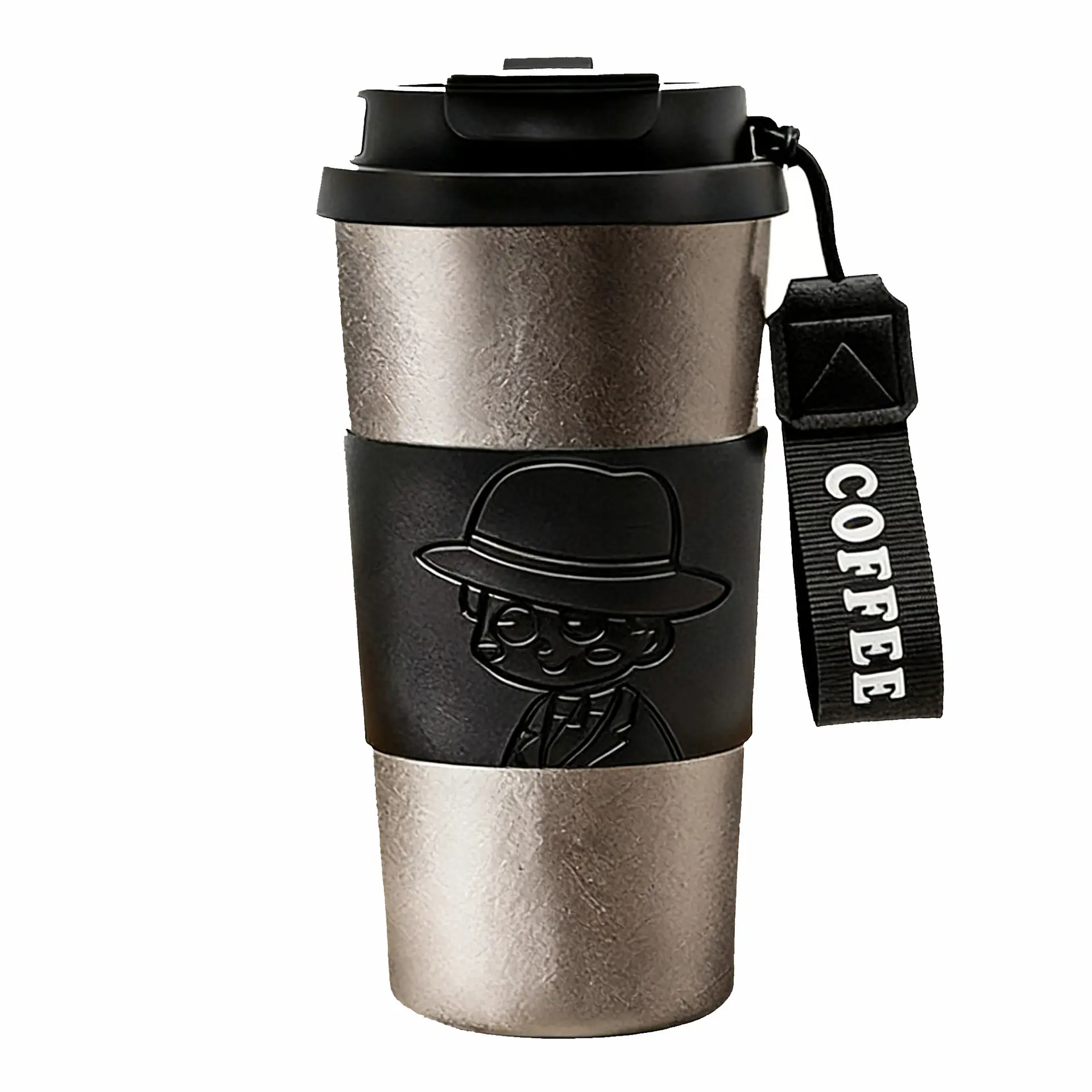 Modern Leak-Proof Flip Straw Travel Coffee Mug - Reusable Insulated Tumbler Mug Vacuum Flask with Lid, Lightweight Titanium Water Bottle for Office/Travel, Heat Resistant Gift