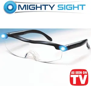 Mighty Sight LED Magnifying Glasses – Rechargeable, Hands-Free Magnifier Eyewear, Fits Over Prescription Glasses, Unisex One-Size | Perfect for Reading, Crafts & Detail Work