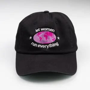 Let Women Run Everything Unisex Black Graphic Cotton Baseball Hat