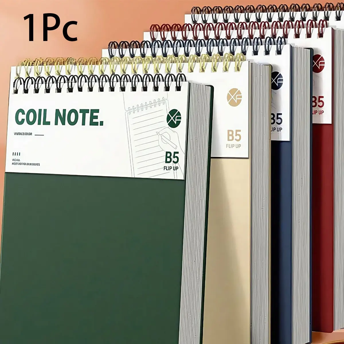 A5 / B5 Flip-Up Loose-Leaf Coil Notebook, Retro Color Scheme, Waterproof PP Cover, Horizontal-Line Paper, Office & School Supplies