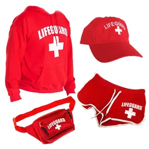 LIFEGUARD Officially Licensed Women Ladies Halloween Costume Bundle Pack Hat Shorts Hoodie Fanny Pack