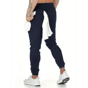 Men's Casual Maroon Joggers - Lightweight Polyester Athletic Pants with Zipper Pockets, Drawstring Waist, Perfect for Spring & Fall