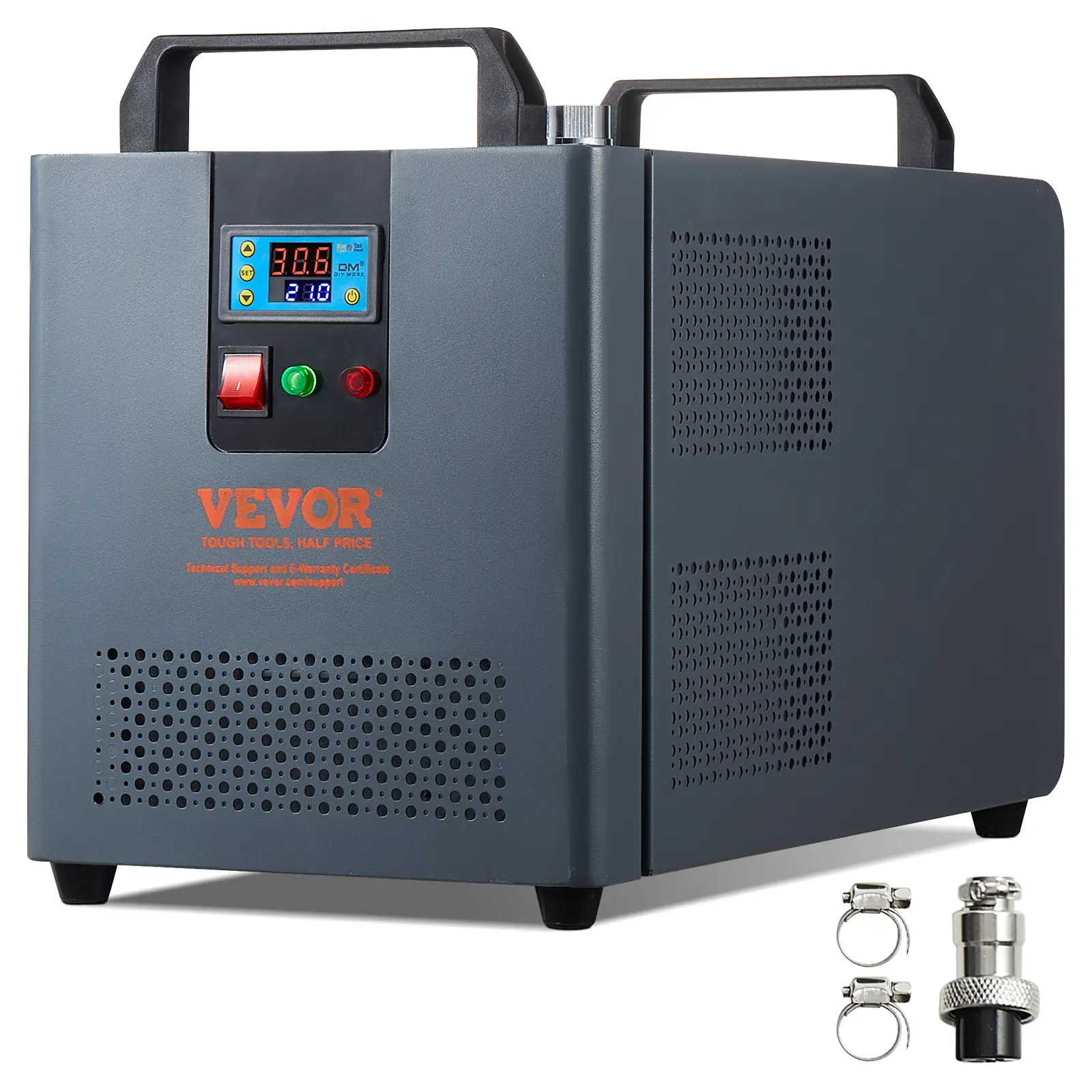 VEVOR Industrial Water Chiller, KH-6000, 200W Industrial Water Cooler Cooling System with Compressor 12 L Water Tank Capacity 7.8 L/min Max Flow Rate, for CO2 Laser Engraving Machine Cooling Machine