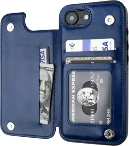 iPhone 17e/16e Leather Wallet Case with Card Slots & Kickstand Magnetic Flip Cover Shockproof 6.1 Inch