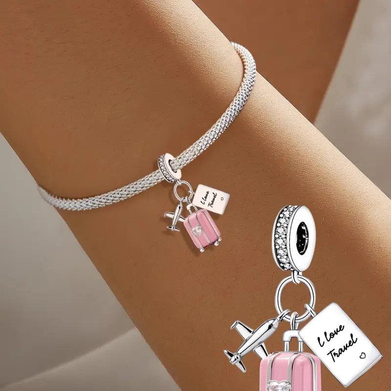 2025 New Style Luggage Charm, 1 Count Cute Luggage Plane Pendant, Fashionable Jewelry Making Kit for Women & Girls, Diy Jewelry Making Supplies, Diy With Charms, Diy Pendants, Diy Jewelry Accessories