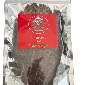 Los Cerritos Jerky Carne Seca 4oz Lemon Pepper Flavor Premium Quality Beef Jerky Snack