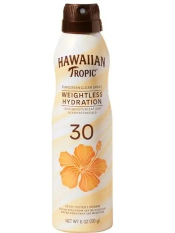Hawaiian Tropic Spray de Protector Solar Transparente de Hidratación Ligera, SPF 30, 6 oz