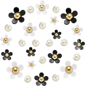 Flower Shoe Charms Set - Cute Pearl White Pink Yellow Purple Floral - DIY Clog Sandals Decoration Accessories for Girls Women