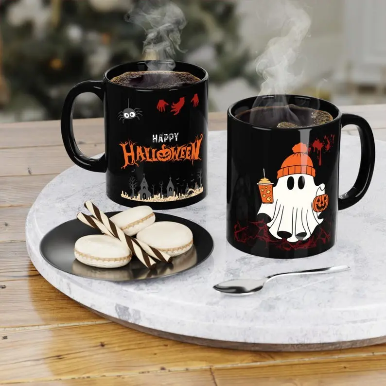 [Sale off up to 65%] Happy Halloween Cute Ghost 11oz 15oz Coffee Mug, Halloween theme, perfect gift for Teacher, Halloween at the Witches mug, Ceramic Mug