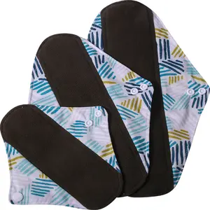 Reusable Menstrual Pads, Bamboo Charcoal Cotton, Breathable, Odorless, Winged Leak-Proof, Washable, Eco-Friendly, Women and Seniors