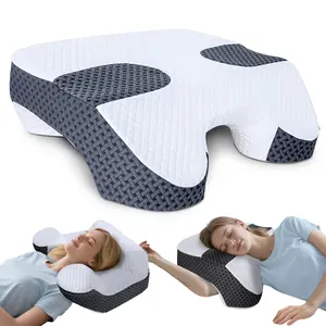 SAHEYER Ergonomic Side Sleeper Pillow with 3 Arm Holes, 2-in-1 Memory Foam Design for Shoulder & Neck Support, CPAP Friendly for Back,Stomach Sleepers, Arm Tunnel Pillow for Side Sleepers
