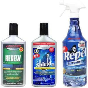 Shield Windshield Rain Repellent Coating with Cleaner - Auto Detailing Kit - Repels Rain, Sleet, Snow,  - 3 pack