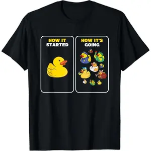 100% Premium Cotton graphic tees How It Started Yellow Bath Rubber Duckling Rubber Duck T-Shirt