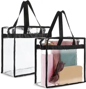 Clear Stadium Approved Bags 12x6x12 Large Transparent Tote Bags with Zippers and Handles